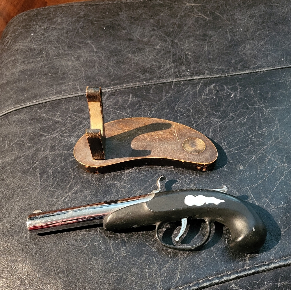 Vintage Black and Silver Decorative Pistol Figurine - Picture 3 of 3